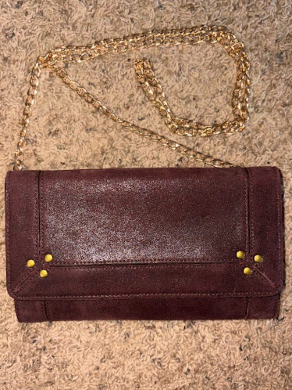 Jerome Dreyfuss Jack Chain Wallet Crossbody Leather Maroon